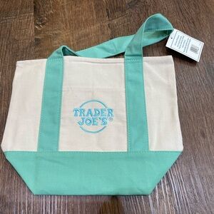 Trader Joe’s Mini Pastel Canvas Tote Bag - MINT GREEN - New with Tags
